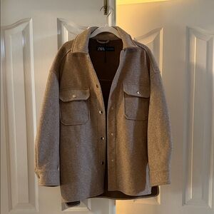 Zara Women’s Light Brown Shirt Jacket/Shacket